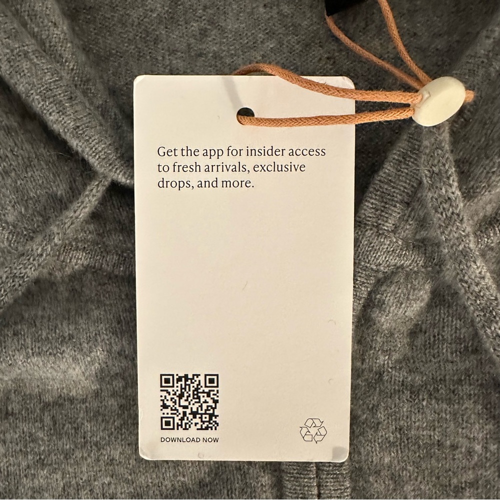 Quince Mongolian Cashmere Full-Zip Hoodie Sweater Heather Grey Size M NWT - Picture 4 of 5